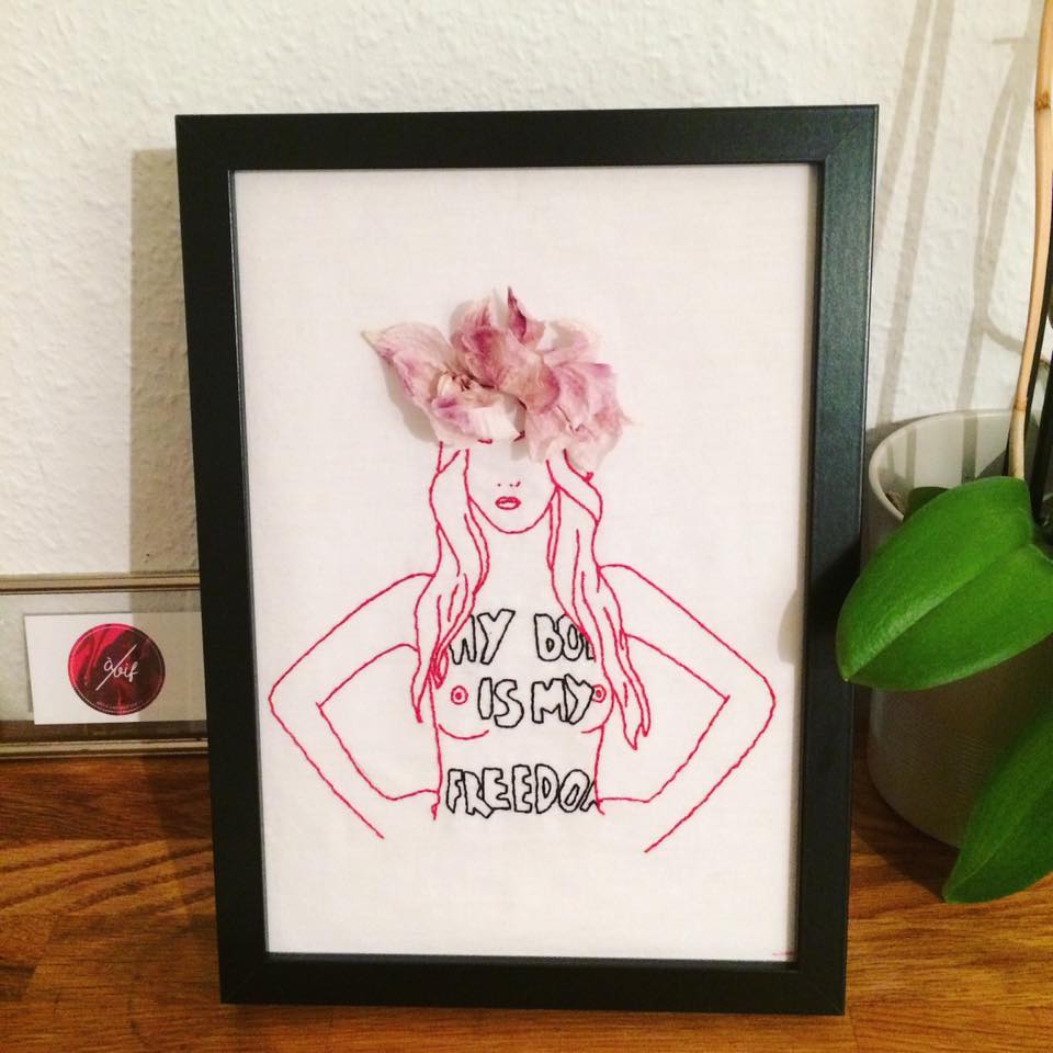 a vif broderie leavif broderie dessin feminisme fait main design concept store artichaut galerie